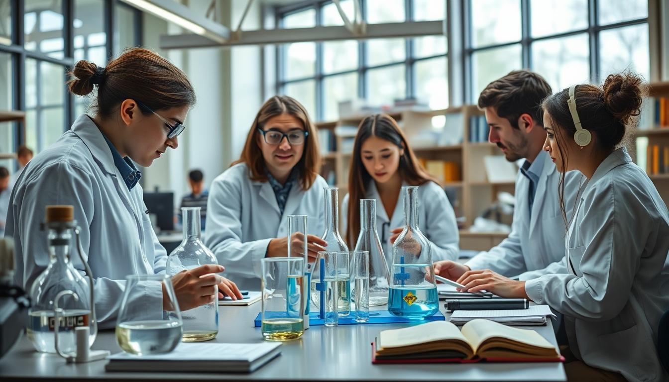 Students collaborating in study space
