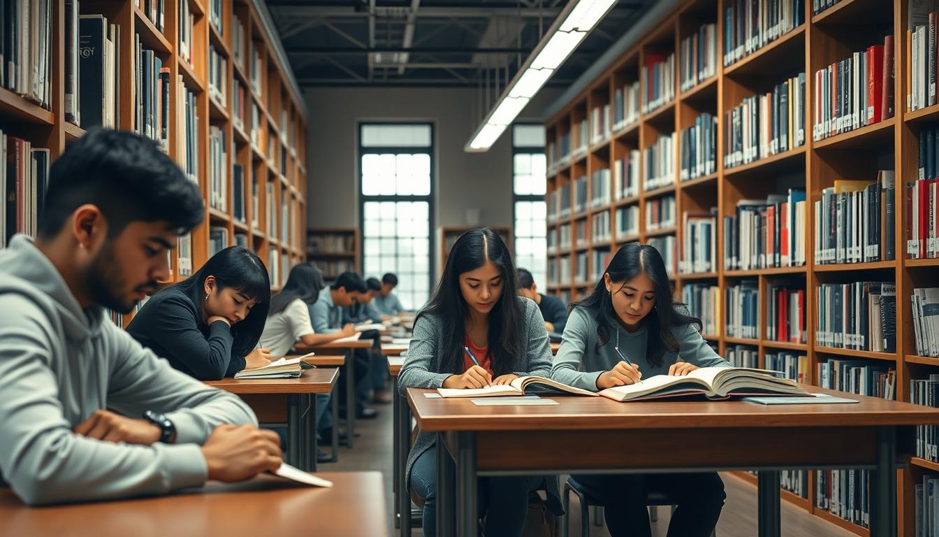 Student using learning strategies while studying